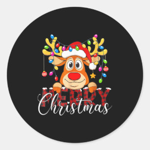 Merry Christmas Reindeer Xmas Family Pajamas Buffa Classic Round Sticker