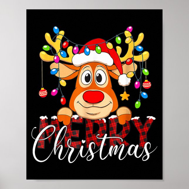 Merry Christmas Reindeer Xmas Family Pajamas Buffa Poster (Front)