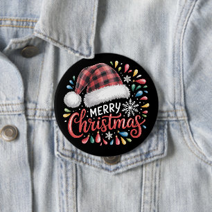 Merry Christmas Reindeer Xmas Family Red Plaid 10 Cm Round Badge