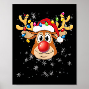 Merry Christmas Reindeer Xmas Santa Claus Men Wome Poster
