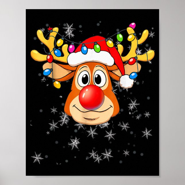Merry Christmas Reindeer Xmas Santa Claus Men Wome Poster (Front)