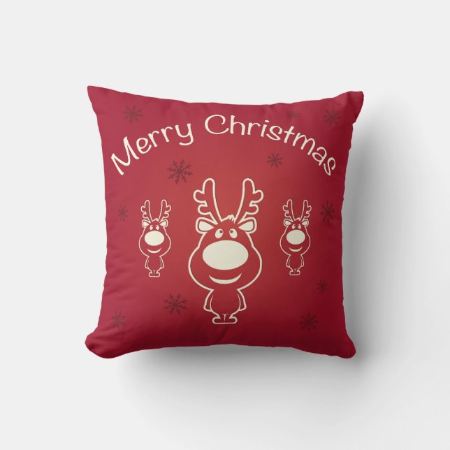 Merry Christmas Reindeers Cushion (Front)