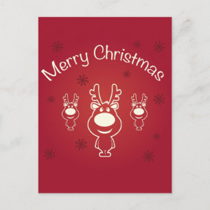 Merry Christmas Reindeers Holiday Postcard