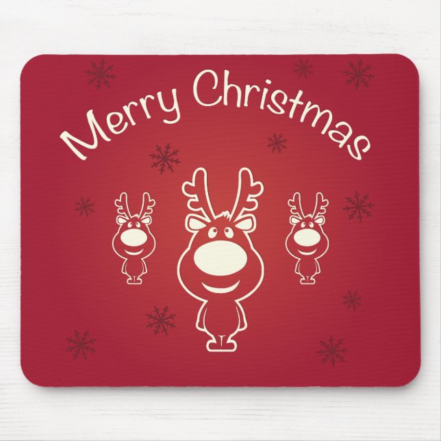Merry Christmas Reindeers Mouse Pad (Front)