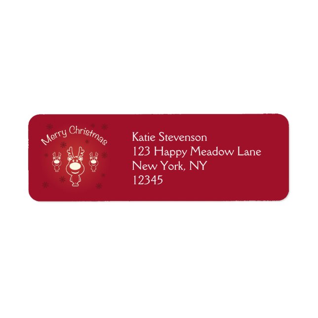 Merry Christmas Reindeers Return Address Label (Front)