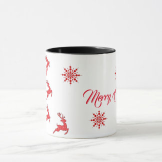 Merry Christmas  Reindeers & Snowflakes Mug
