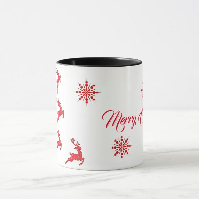Merry Christmas  Reindeers & Snowflakes Mug (Center)