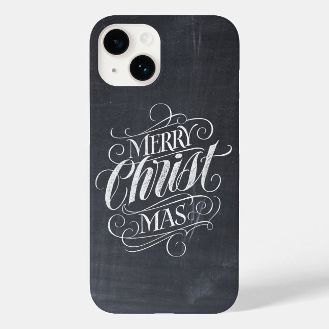 Merry CHRISTmas Religious Calligraphy Chalkboard C Case-Mate iPhone Case (Back)