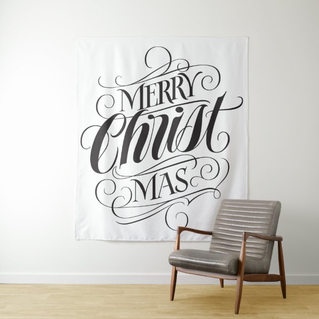 Merry CHRISTmas Religious Calligraphy Script Tapestry (In Situ)