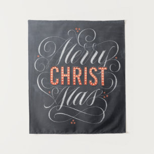 Merry CHRISTmas Religious Marquee Chalkboard Chalk Tapestry