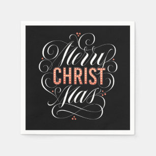 Merry CHRISTmas Religious Marquee Sign Calligraphy Napkin