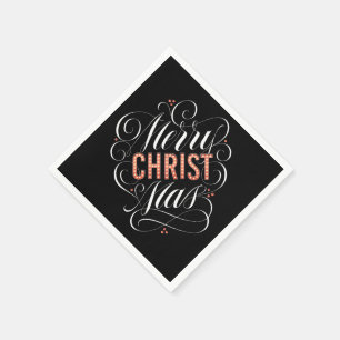 Merry CHRISTmas Religious Marquee Sign Calligraphy Napkin
