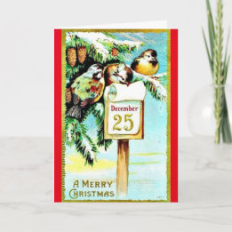 Merry Christmas Restored Vintage Greeting Card