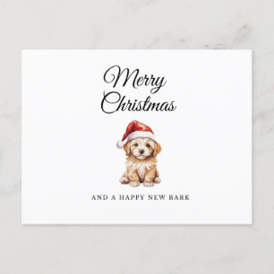 Merry Christmas retriever puppy holiday postcard