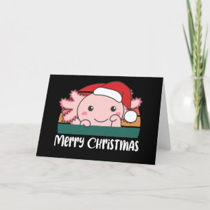 Merry Christmas Retro Axolotl Christmas Holiday Ca Card