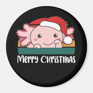 Merry Christmas Retro Axolotl Christmas Magnet