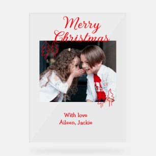 Merry Christmas retro Christmas tree kids photo na Acrylic Sign