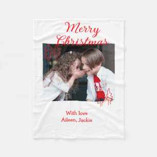 Merry Christmas retro Christmas tree kids photo na Fleece Blanket