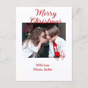 Merry Christmas retro Christmas tree kids photo na Holiday Postcard