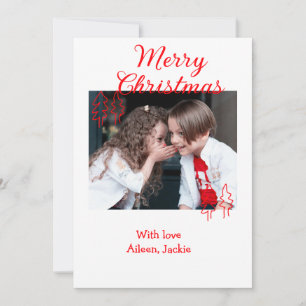 Merry Christmas retro Christmas tree kids photo na Invitation