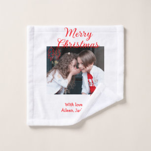 Merry Christmas retro Christmas tree kids photo na Wash Cloth