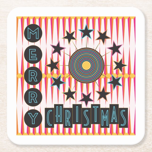 Merry Christmas Retro Coasters (Front)