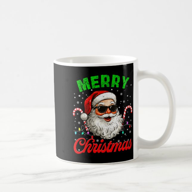 Merry Christmas Retro Cool Santa Candy Cane Xmas M Coffee Mug (Right)
