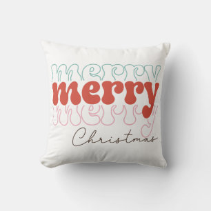 Merry Christmas Retro Cushion