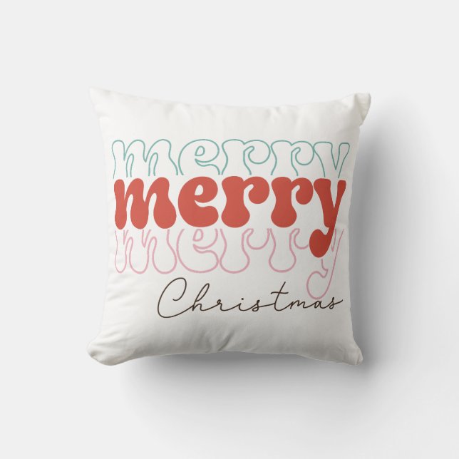 Merry Christmas Retro Cushion (Front)