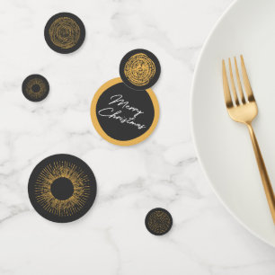 Merry Christmas Retro Gold Burst Sparkler Holiday Confetti