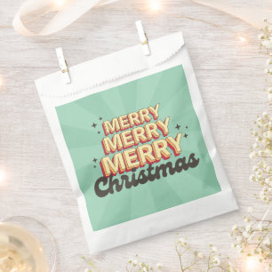Merry Christmas retro groovy text seasonal Favour Bag