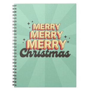 Merry Christmas retro groovy text seasonal Notebook