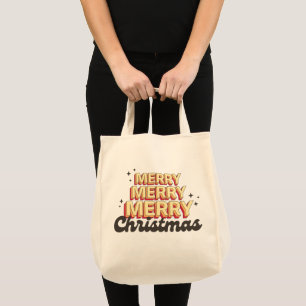 Merry Christmas retro groovy text seasonal Tote Bag