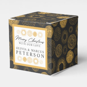 Merry Christmas Retro Holiday Gold Burst Gift Favour Box