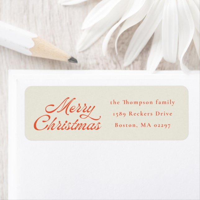 Merry Christmas Retro Holiday Return Address Label (Insitu)