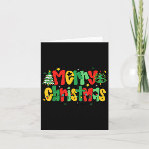 Merry Christmas Retro Lights Tree Men Women Kids M Card