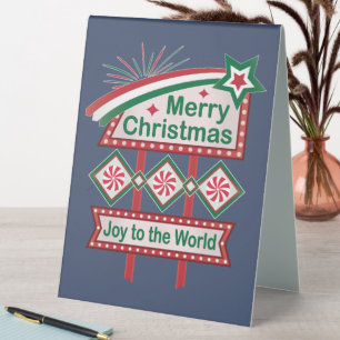Merry Christmas Retro Marquee – Joy to the World