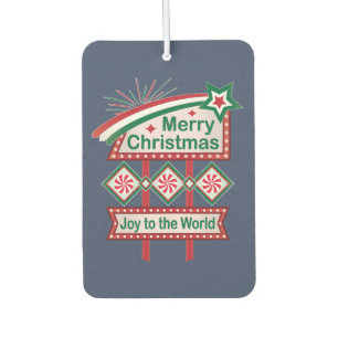 Merry Christmas Retro Marquee – Joy to the World Car Air Freshener