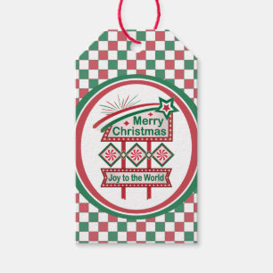 Merry Christmas Retro Marquee – Joy to the World Gift Tags