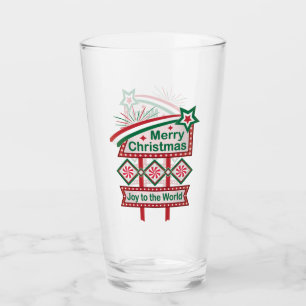 Merry Christmas Retro Marquee – Joy to the World Glass