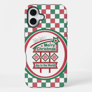 Merry Christmas Retro Marquee – Joy to the World iPhone 16 Plus Case