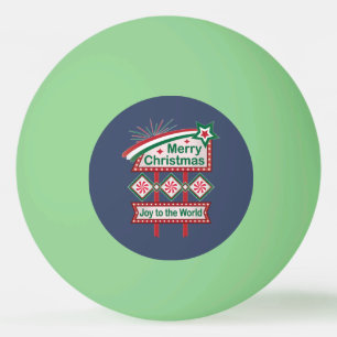 Merry Christmas Retro Marquee – Joy to the World Ping Pong Ball