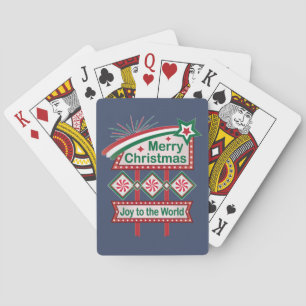 Merry Christmas Retro Marquee – Joy to the World Playing Cards