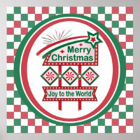 Merry Christmas Retro Marquee – Joy to the World