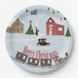 Merry Christmas , retro Paper Plate