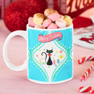 Merry Christmas Retro Siamese Cat Coffee Mug