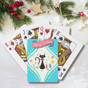 Merry Christmas Retro Siamese Cat Playing Cards