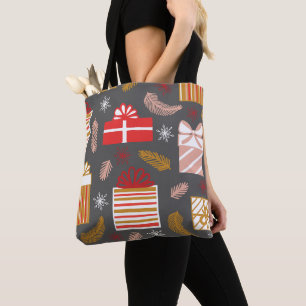 Merry Christmas Retro Stars Holiday Tote Bag