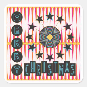Merry Christmas Retro Stickers