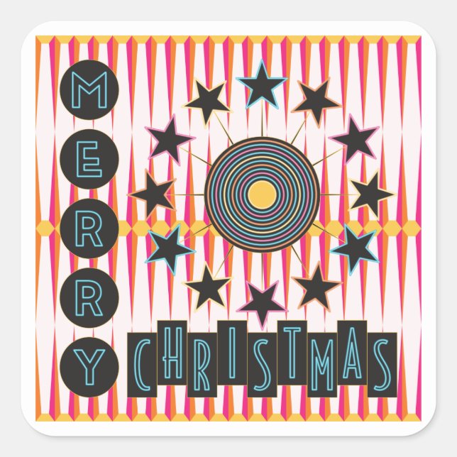 Merry Christmas Retro Stickers (Front)
